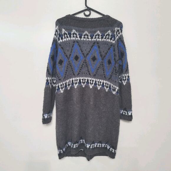 Free People F609X618 Frosted Fair Isle Cardigan Grey Combo SZ Medium - Picture 3 of 5